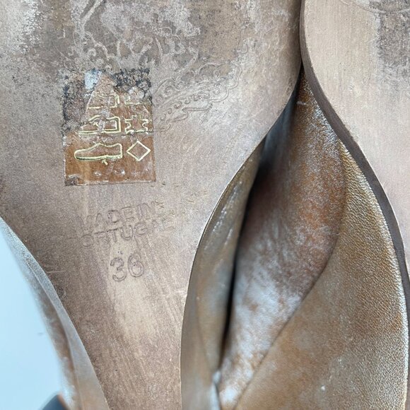 Free People Gold Metallic Slip On Wedge Galactica Mules Womens EU Size 36 - Picture 10 of 10